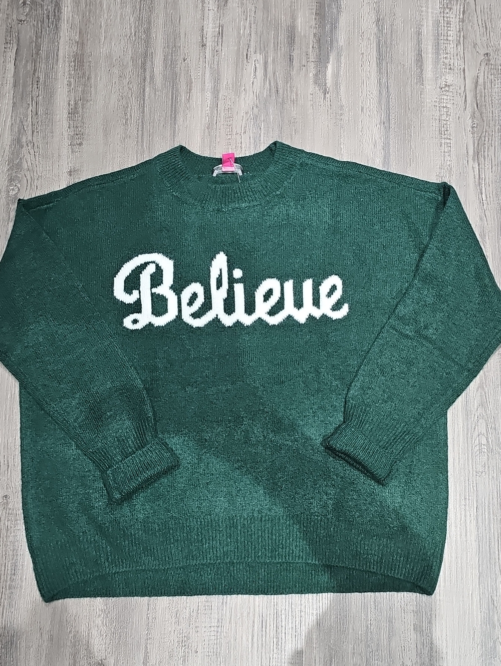 Vince Camuto Forest Green 'Believe' Crewneck Sweater